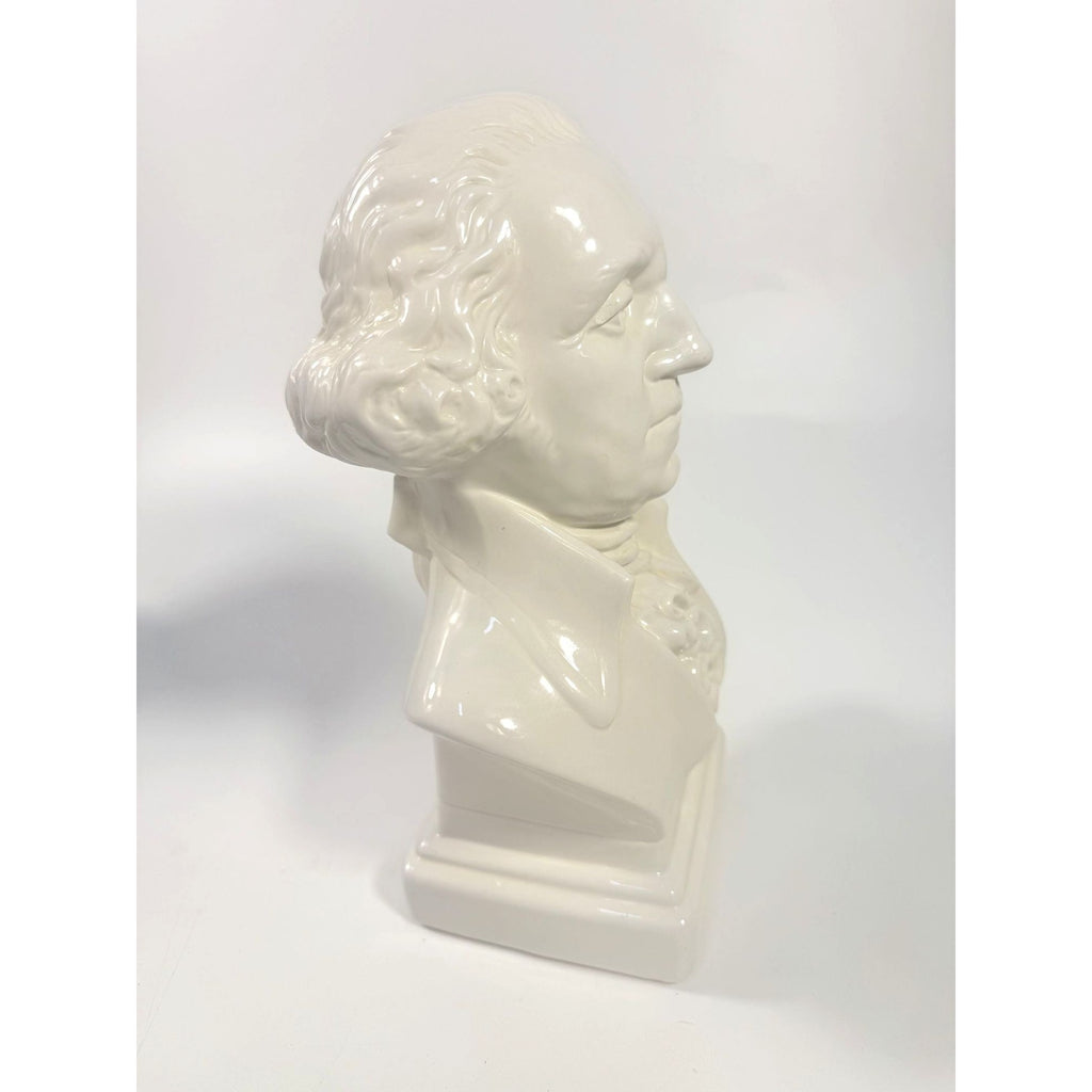 George Washington Bust Statue Ceramic Mold White Glazed Presidential 250th Commemorative United States President Americana Home Office Decor