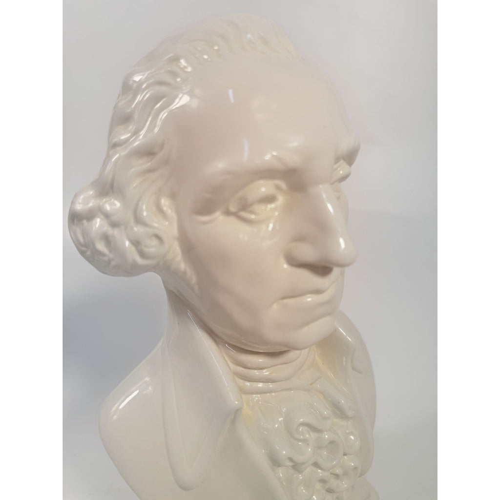 George Washington Bust Statue Ceramic Mold White Glazed Presidential 250th Commemorative United States President Americana Home Office Decor
