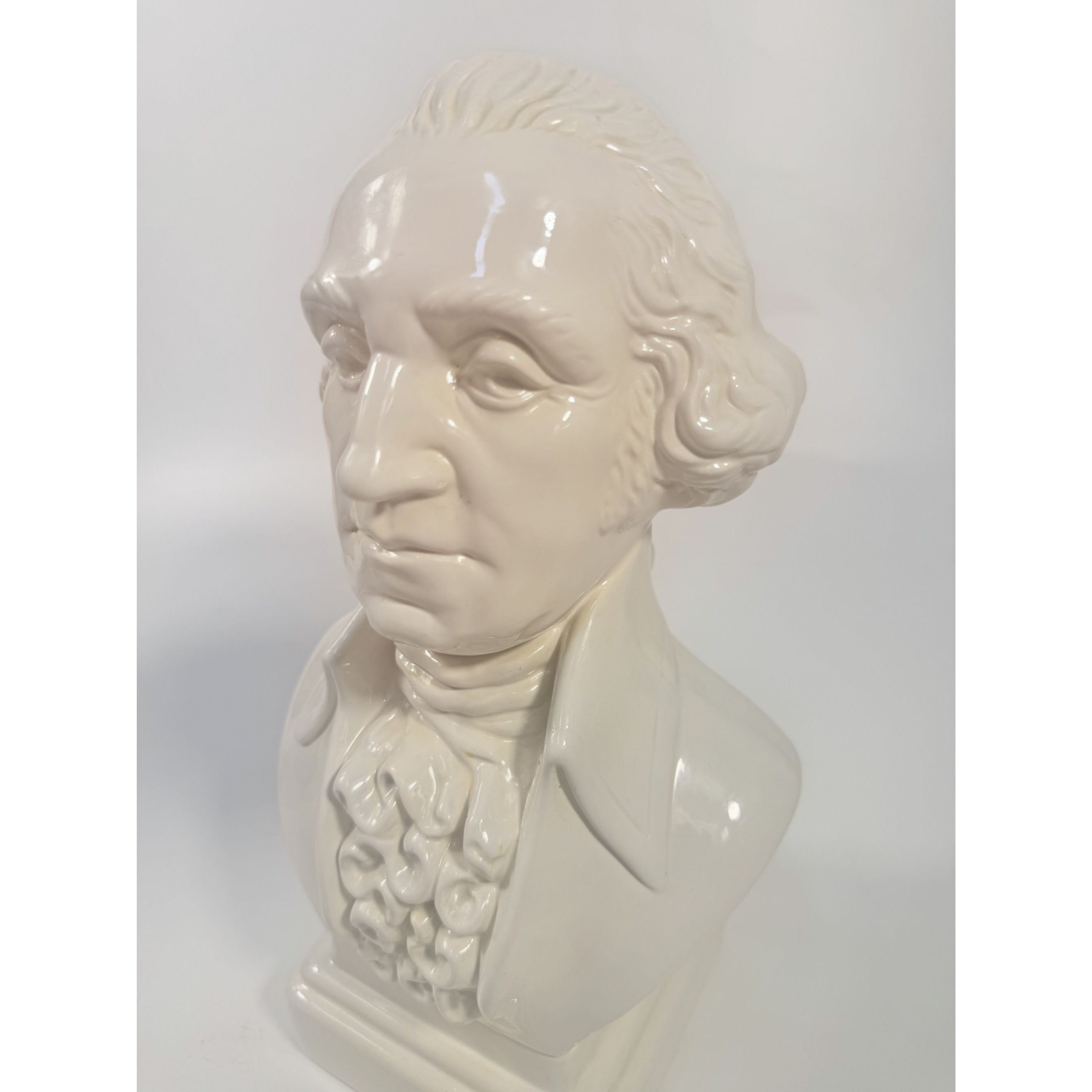 George Washington Bust Statue Ceramic Mold White Glazed Presidential 250th Commemorative United States President Americana Home Office Decor