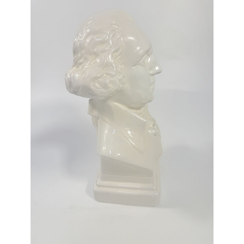 George Washington Bust Statue Ceramic Mold White Glazed Presidential 250th Commemorative United States President Americana Home Office Decor