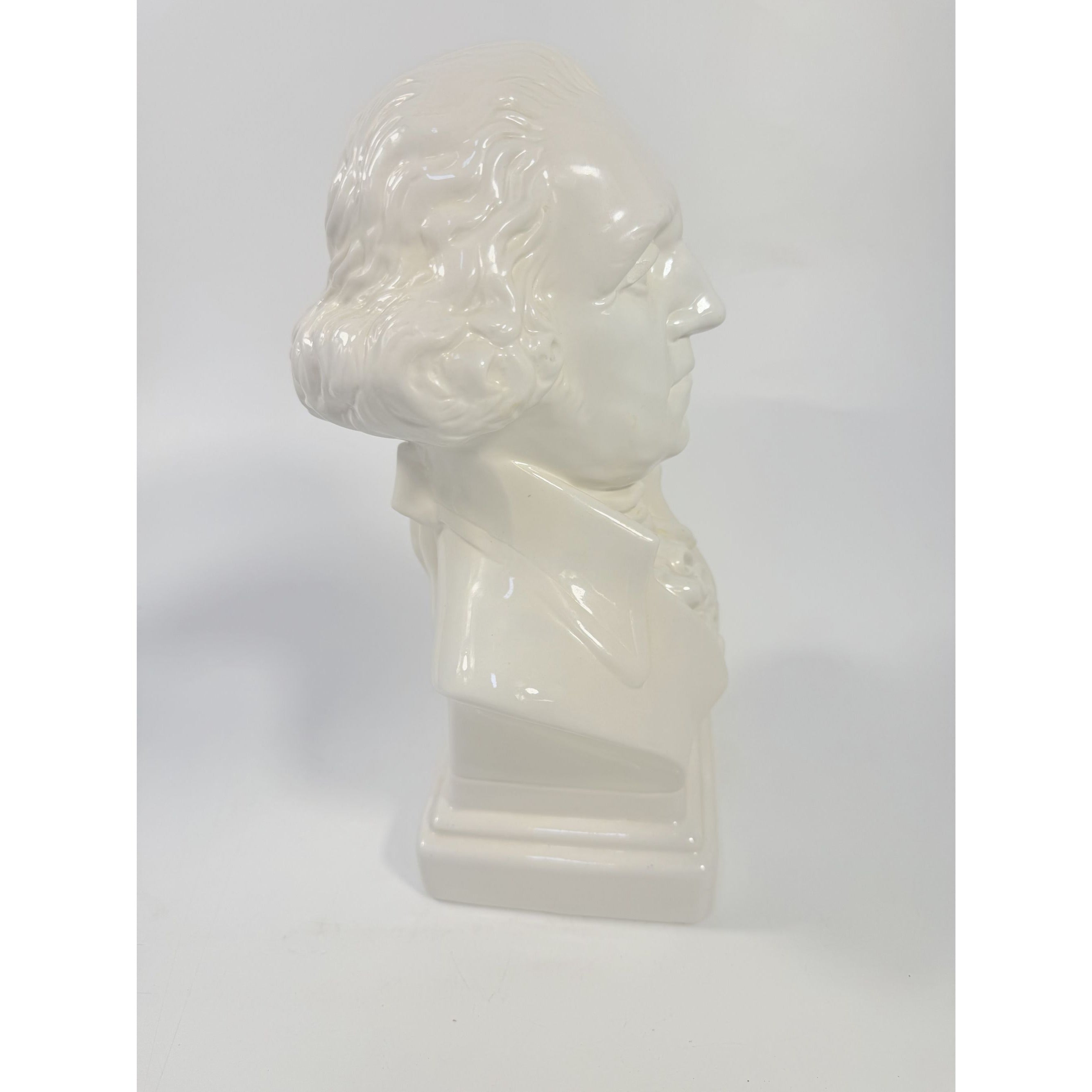 George Washington Bust Statue Ceramic Mold White Glazed Presidential 250th Commemorative United States President Americana Home Office Decor