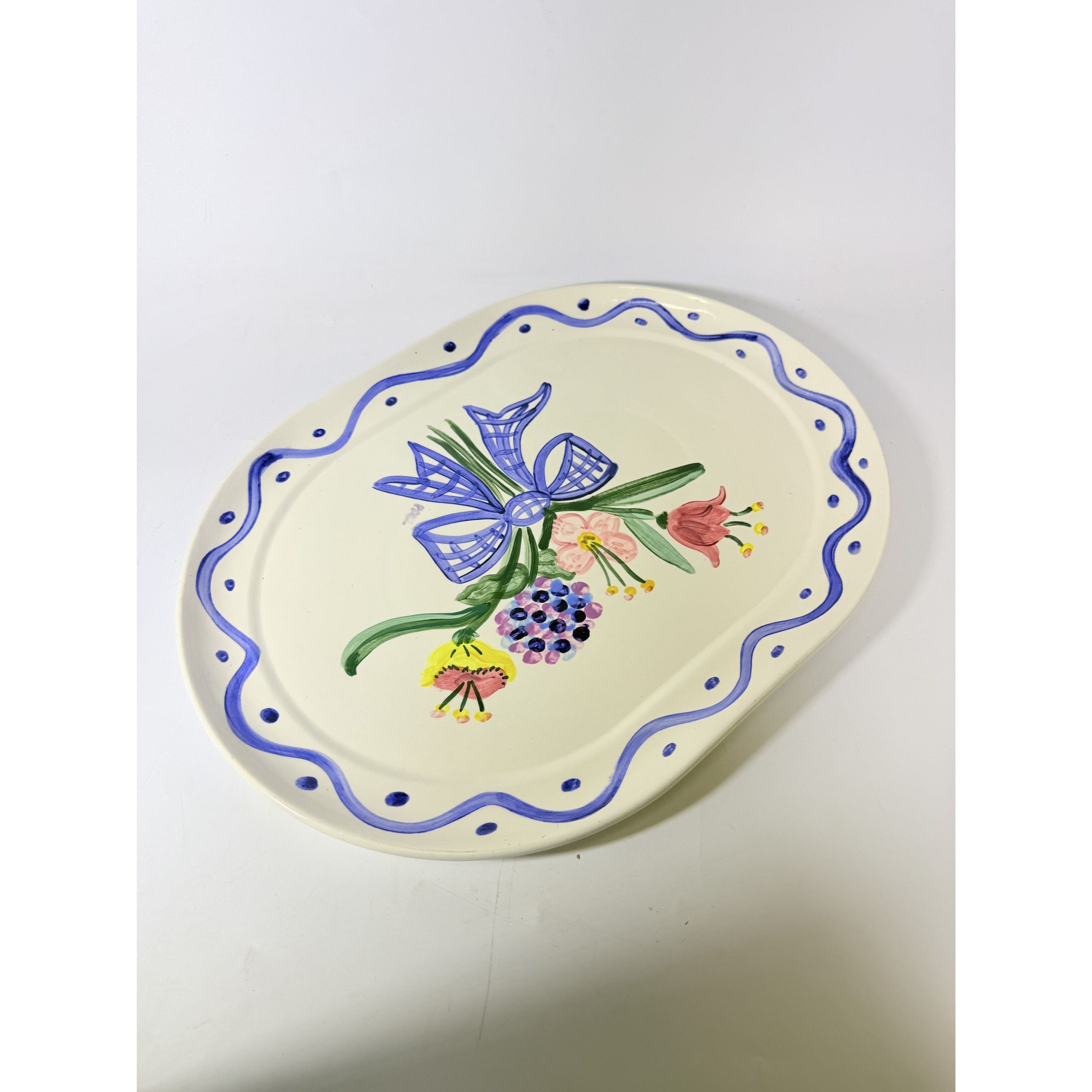 Serving Platter Hand Painted Flowers Made in Charleston PAKL Hostess Pieces Gallery Wall Art Floral