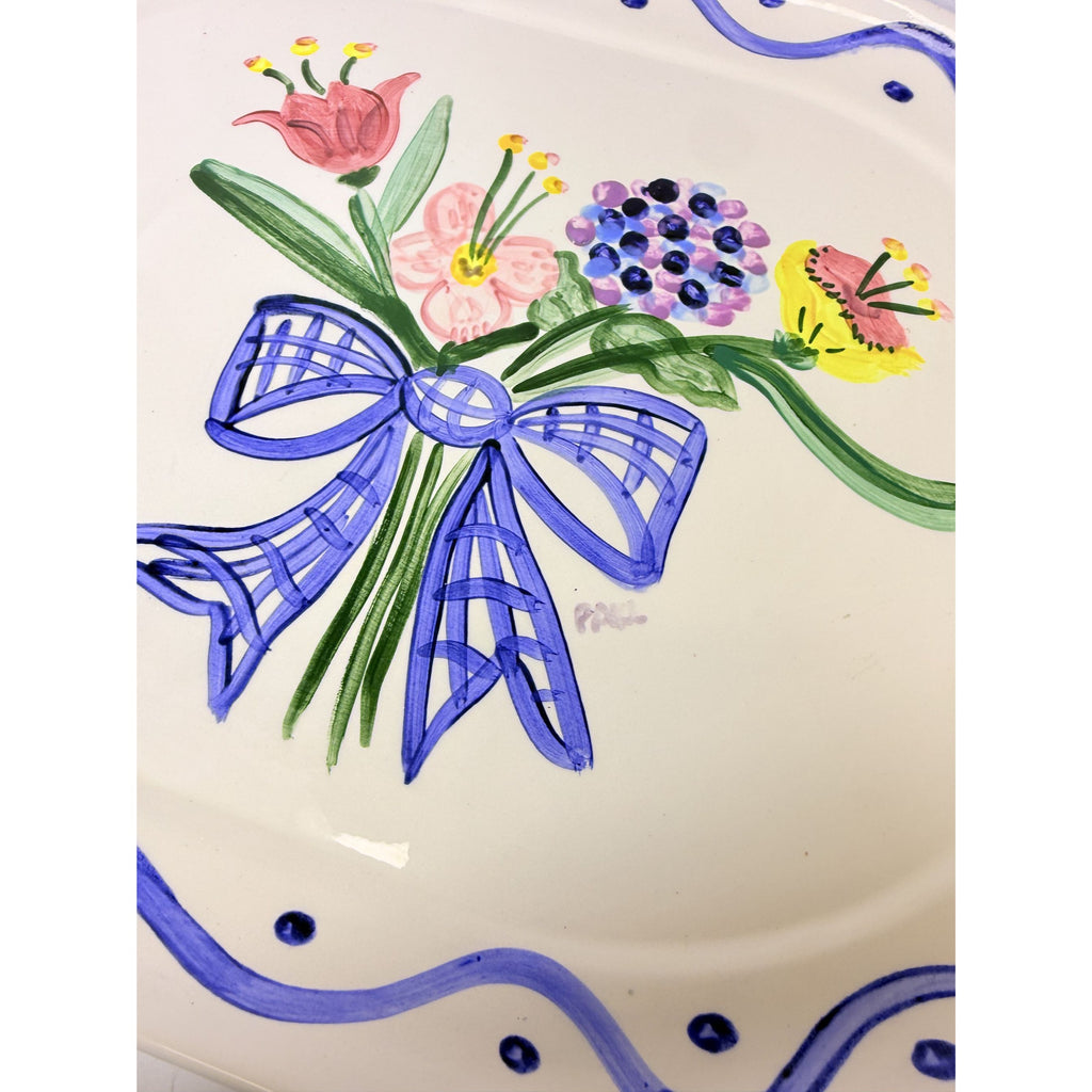 Serving Platter Hand Painted Flowers Made in Charleston PAKL Hostess Pieces Gallery Wall Art Floral