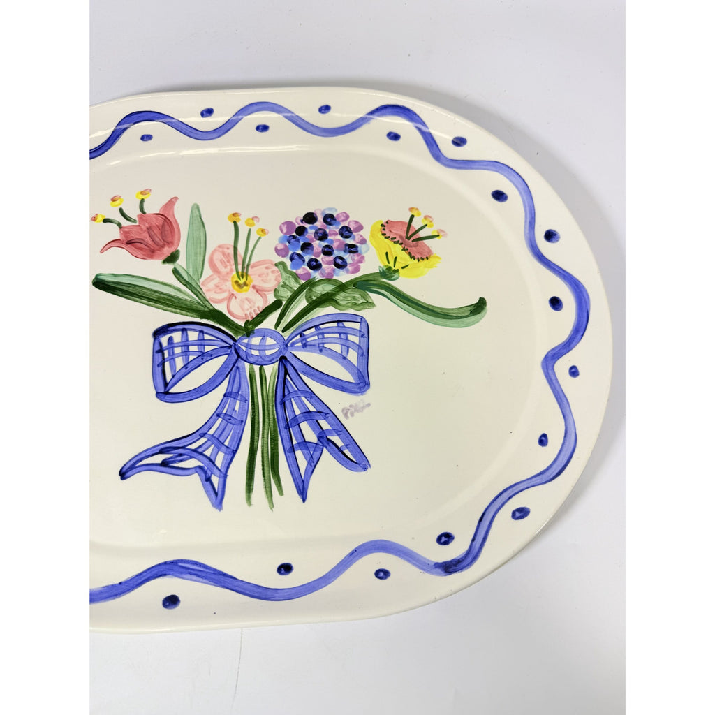 Serving Platter Hand Painted Flowers Made in Charleston PAKL Hostess Pieces Gallery Wall Art Floral