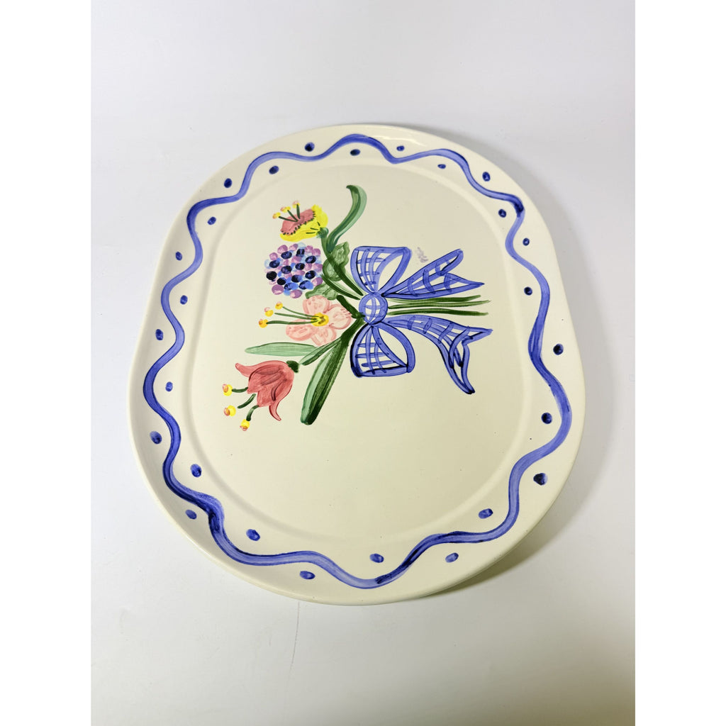 Serving Platter Hand Painted Flowers Made in Charleston PAKL Hostess Pieces Gallery Wall Art Floral