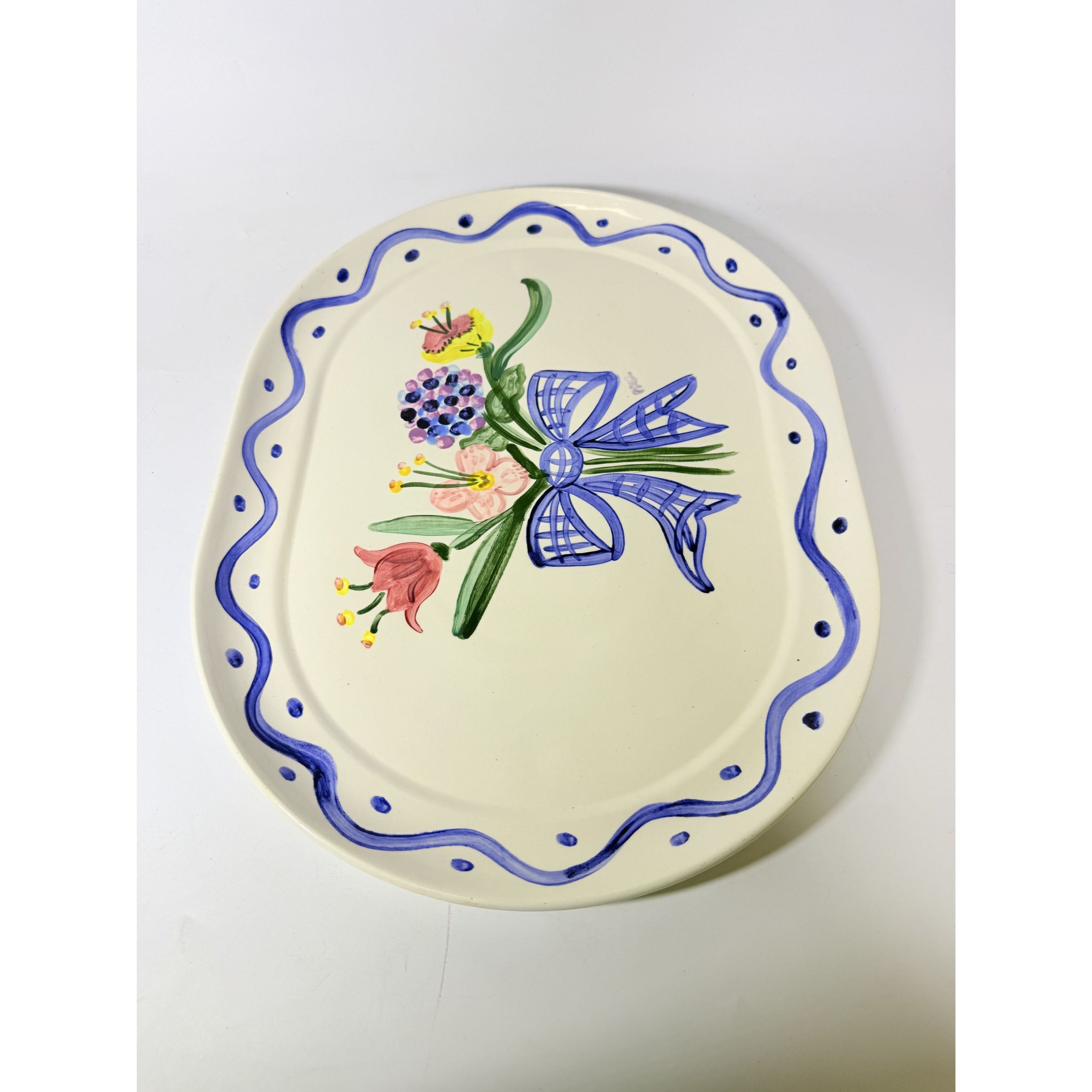 Serving Platter Hand Painted Flowers Made in Charleston PAKL Hostess Pieces Gallery Wall Art Floral