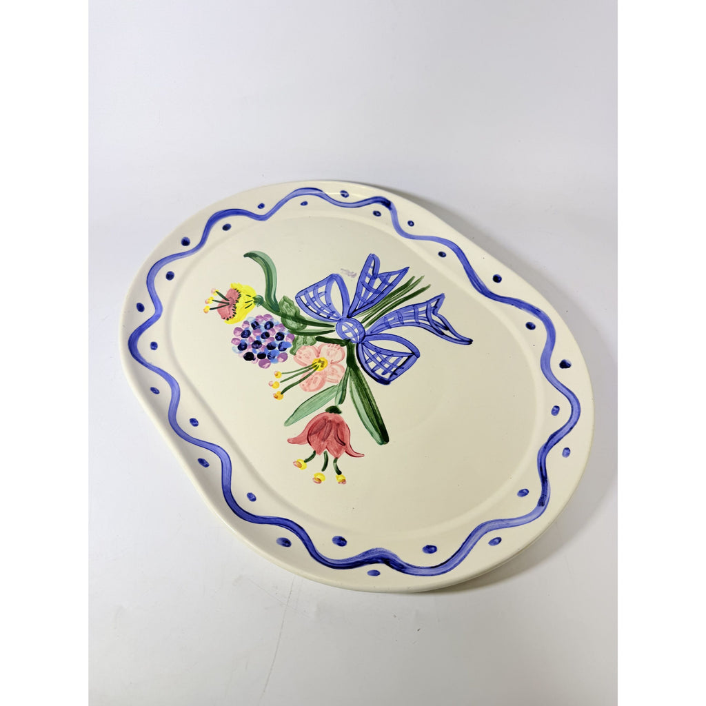 Serving Platter Hand Painted Flowers Made in Charleston PAKL Hostess Pieces Gallery Wall Art Floral