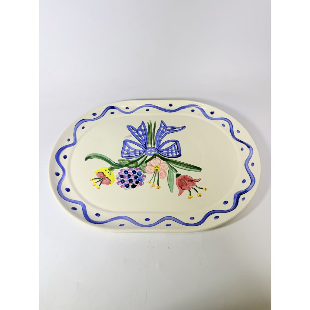 Serving Platter Hand Painted Flowers Made in Charleston PAKL Hostess Pieces Gallery Wall Art Floral