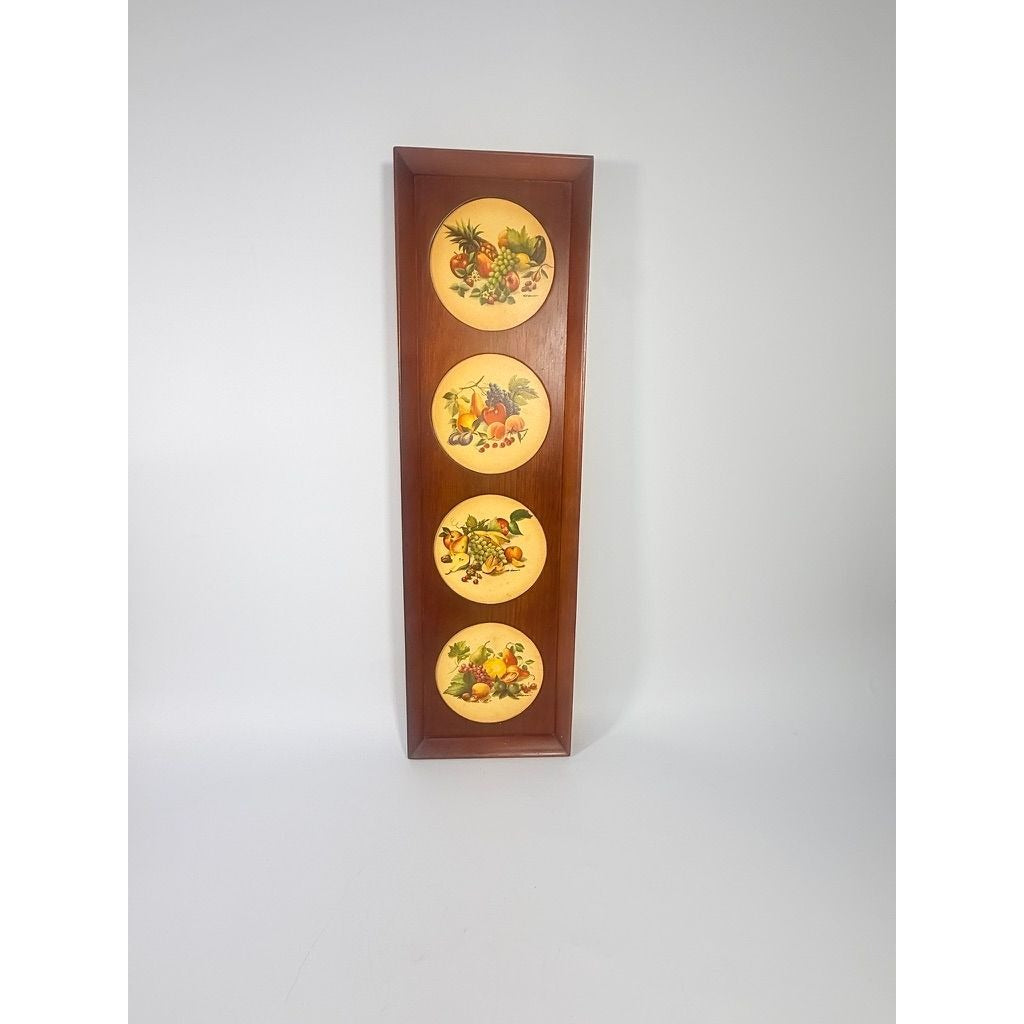 Wall Art Fruit Panel RF Harnett Embossed Still Life Vintage Kitchen Home Decor Mid Century Kitschy Gallery Cottage Granny Core Wooden Framed