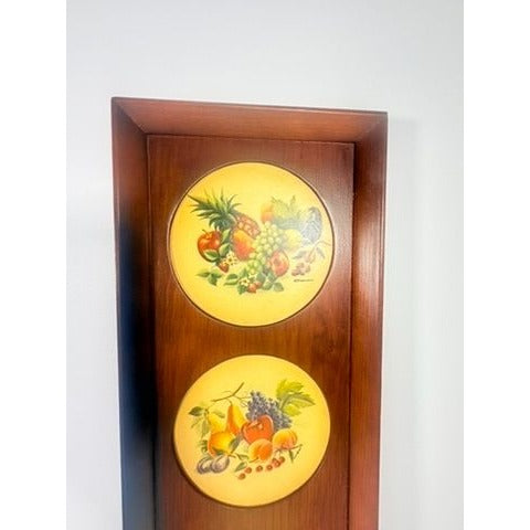 Wall Art Fruit Panel RF Harnett Embossed Still Life Vintage Kitchen Home Decor Mid Century Kitschy Gallery Cottage Granny Core Wooden Framed