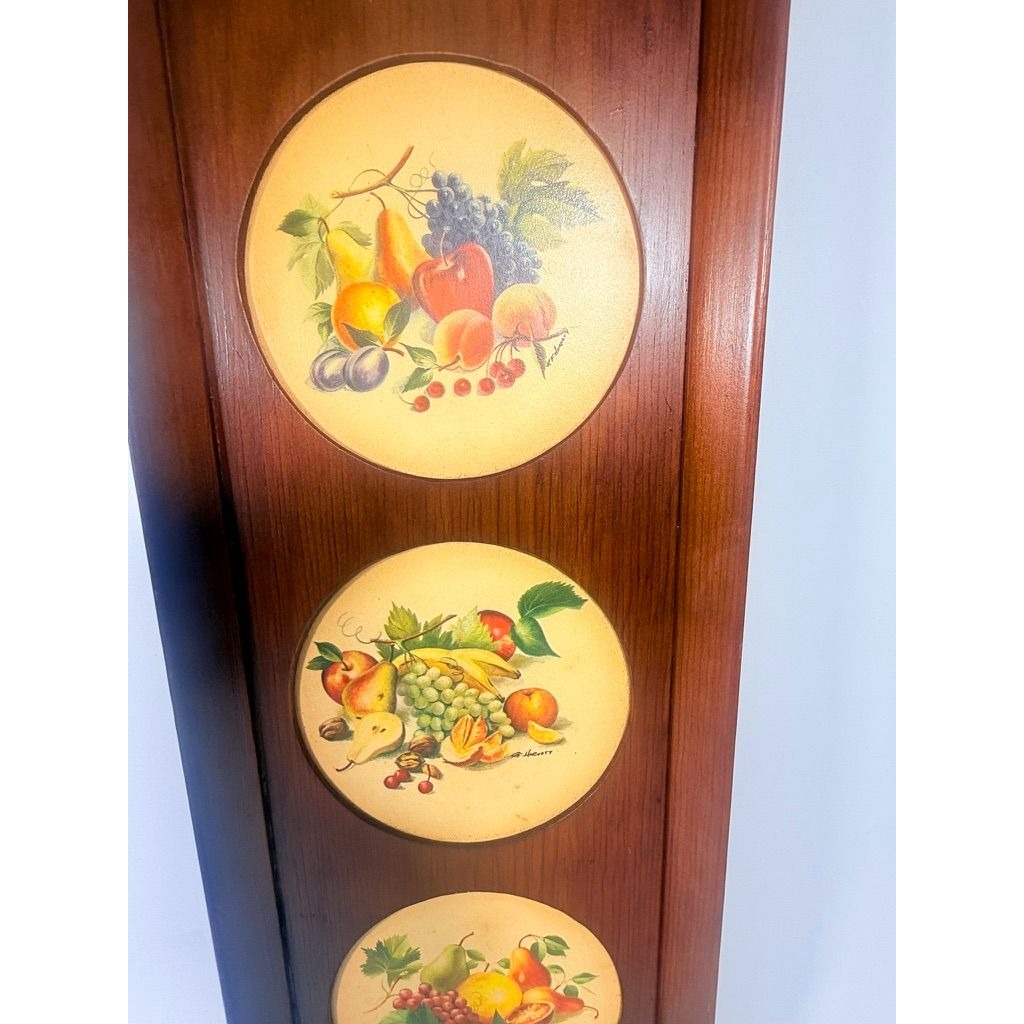 Wall Art Fruit Panel RF Harnett Embossed Still Life Vintage Kitchen Home Decor Mid Century Kitschy Gallery Cottage Granny Core Wooden Framed