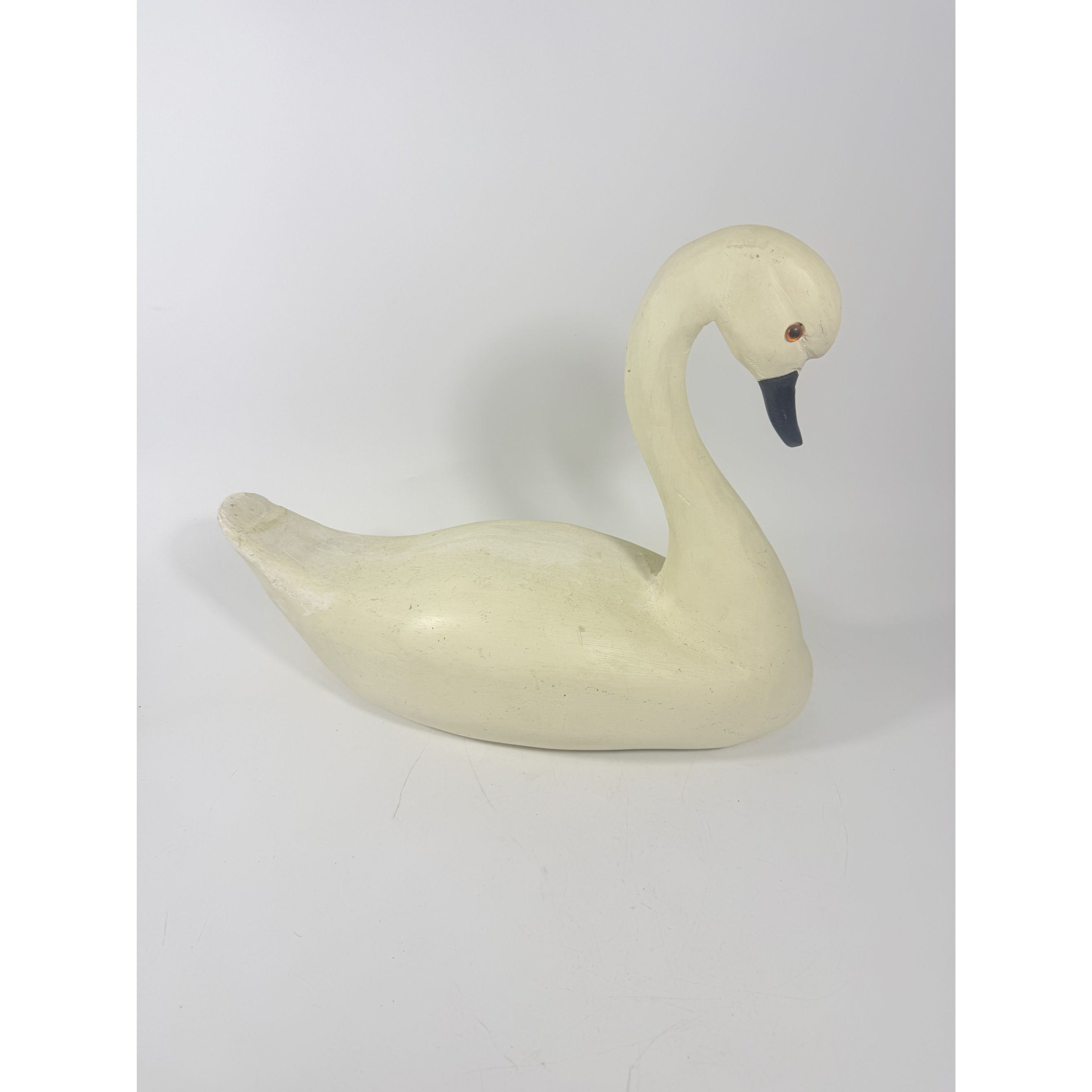 Decoy Hand Carved Swan Signed Vintage Folk Art Primitive Home Decor Decorative Accents Shorebird Hunting Lodge Collectible Grandpa Core