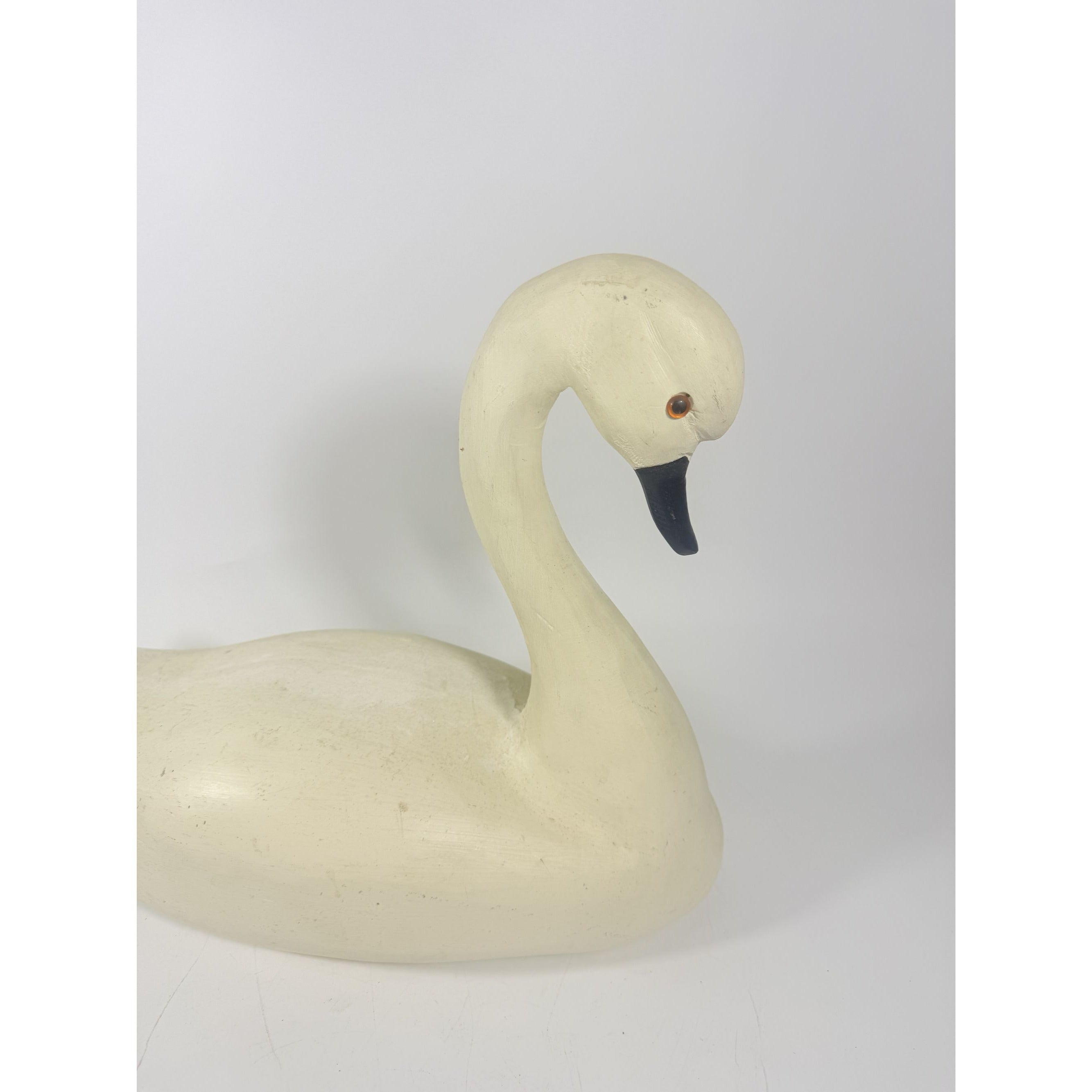 Decoy Hand Carved Swan Signed Vintage Folk Art Primitive Home Decor Decorative Accents Shorebird Hunting Lodge Collectible Grandpa Core