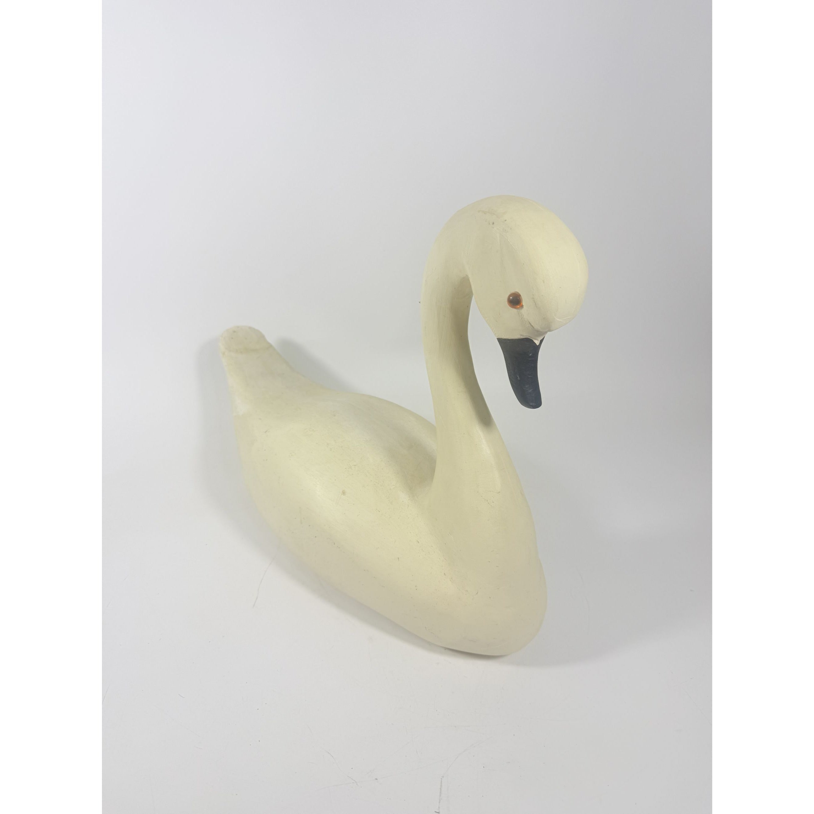 Decoy Hand Carved Swan Signed Vintage Folk Art Primitive Home Decor Decorative Accents Shorebird Hunting Lodge Collectible Grandpa Core