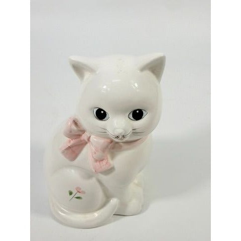 Cat Figurine Statue Vintage Hand Painted Porcelain Ceramic Classy Cats Kitten Mount Clemens Pottery Cottage Granny Core