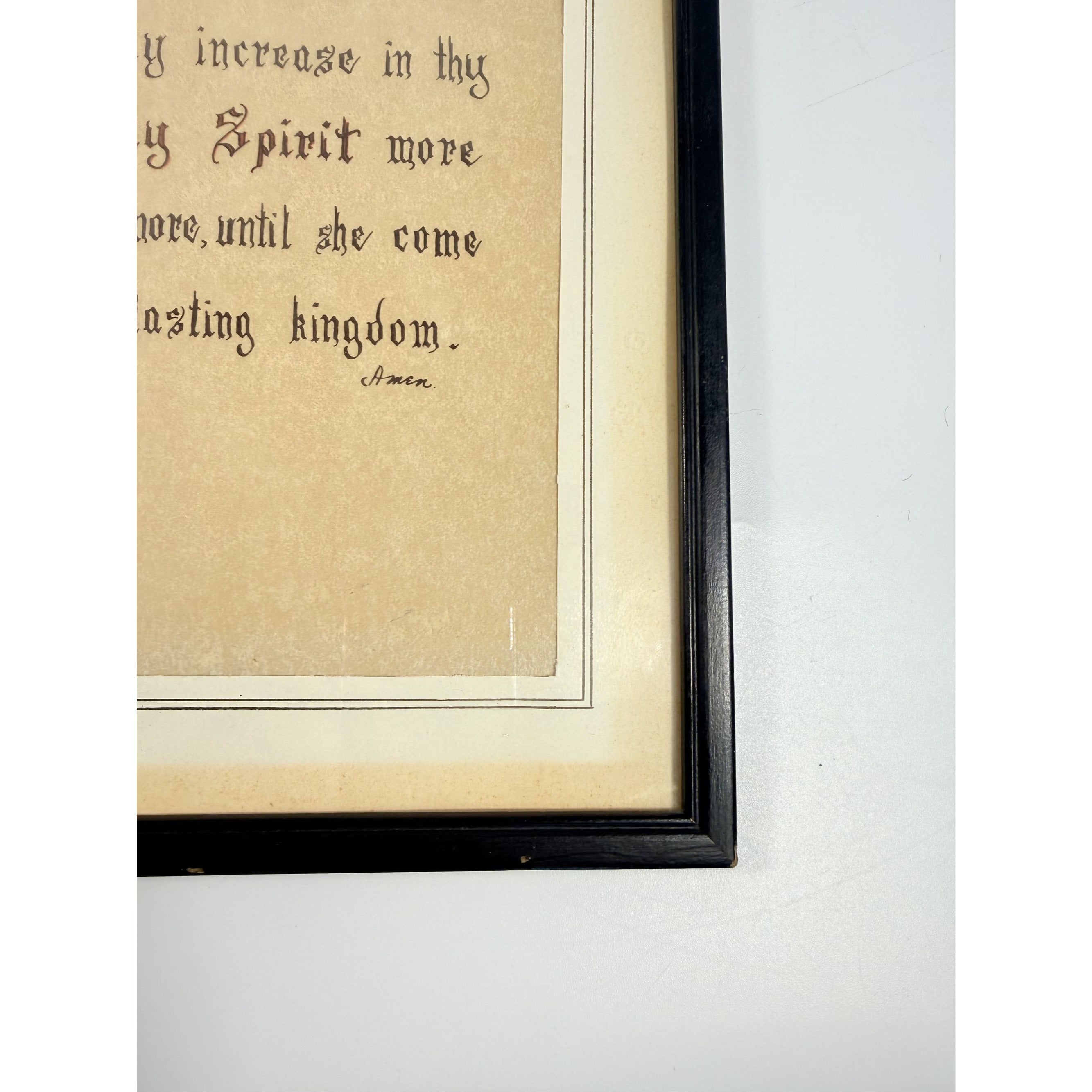 Wall Art Framed Vintage Nancy Wilds Caligraphy "Defend, O Lord This Thy Child" Prayer Christian Religious Ephemera  Framed Print 1968