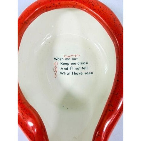 Ashtray Miniature Bed Pan Vintage Trinket Dish Kitschy Ceramic "Wash Me Out" Speckled Hand Painted