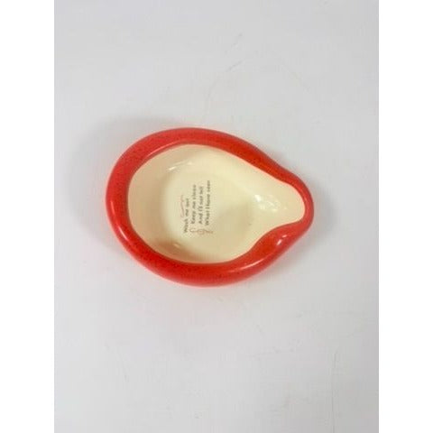 Ashtray Miniature Bed Pan Vintage Trinket Dish Kitschy Ceramic "Wash Me Out" Speckled Hand Painted