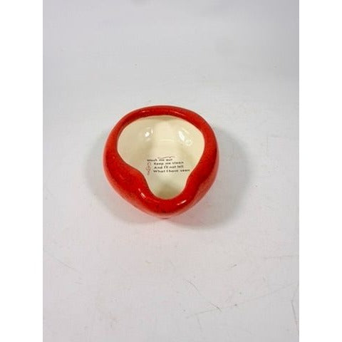 Ashtray Miniature Bed Pan Vintage Trinket Dish Kitschy Ceramic "Wash Me Out" Speckled Hand Painted
