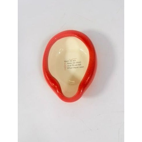 Ashtray Miniature Bed Pan Vintage Trinket Dish Kitschy Ceramic "Wash Me Out" Speckled Hand Painted