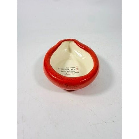 Ashtray Miniature Bed Pan Vintage Trinket Dish Kitschy Ceramic "Wash Me Out" Speckled Hand Painted