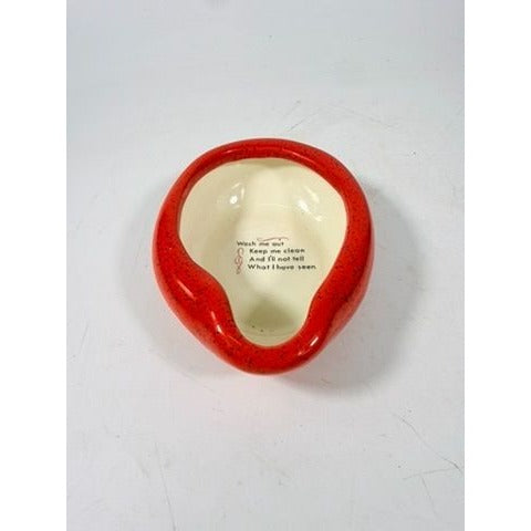 Ashtray Miniature Bed Pan Vintage Trinket Dish Kitschy Ceramic "Wash Me Out" Speckled Hand Painted