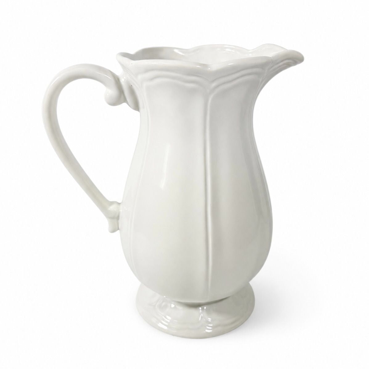 Ironstone Pitcher Scalloped Edge Federalist USA Sears Centerpiece Table Decor Relacement Vase Vintage Setting Farmhouse Cottage Granny Core