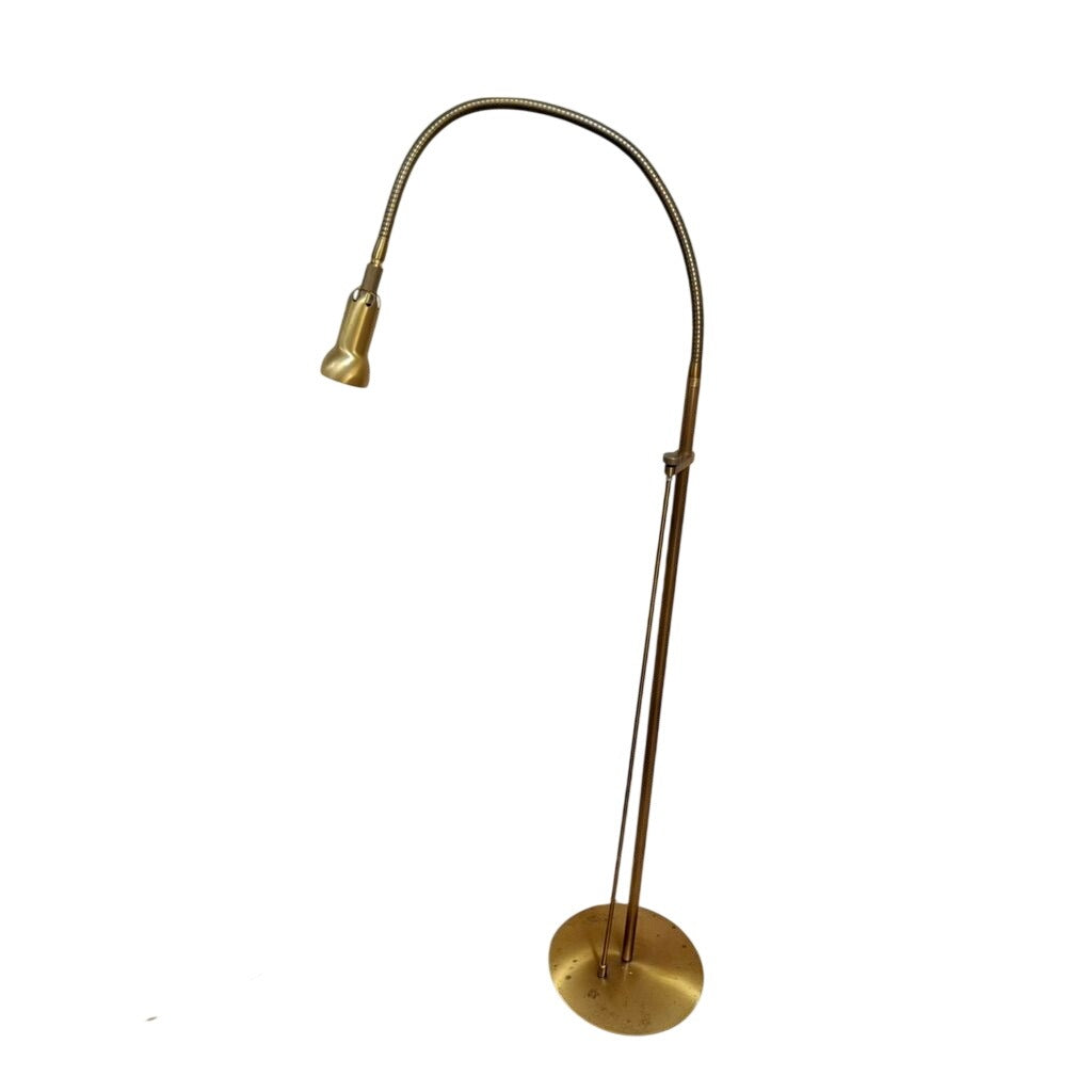 Pole Floor Lamp Brass Mid Century Modern Holtkotter Leuchten Holtkoetter Dimmer Gooseneck Sleek Minimalistic Retro German Handwerkstradition