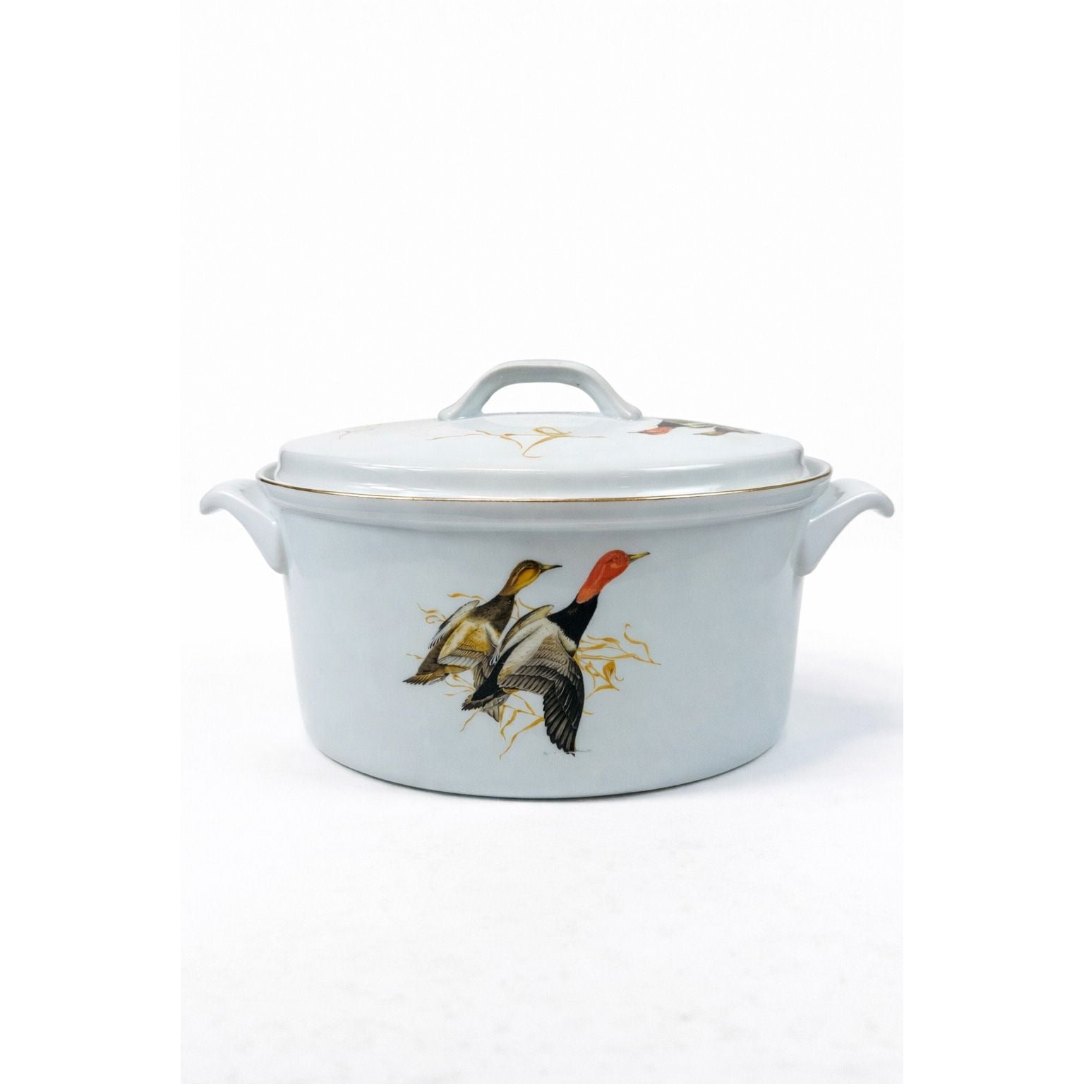 Duck Oval Casserole Dish with Lid Georges Briard Wildlife Fine China Vintage Lidded Dutch Oven Kitchen Cooking Bakeware Cabin Grandpa Core