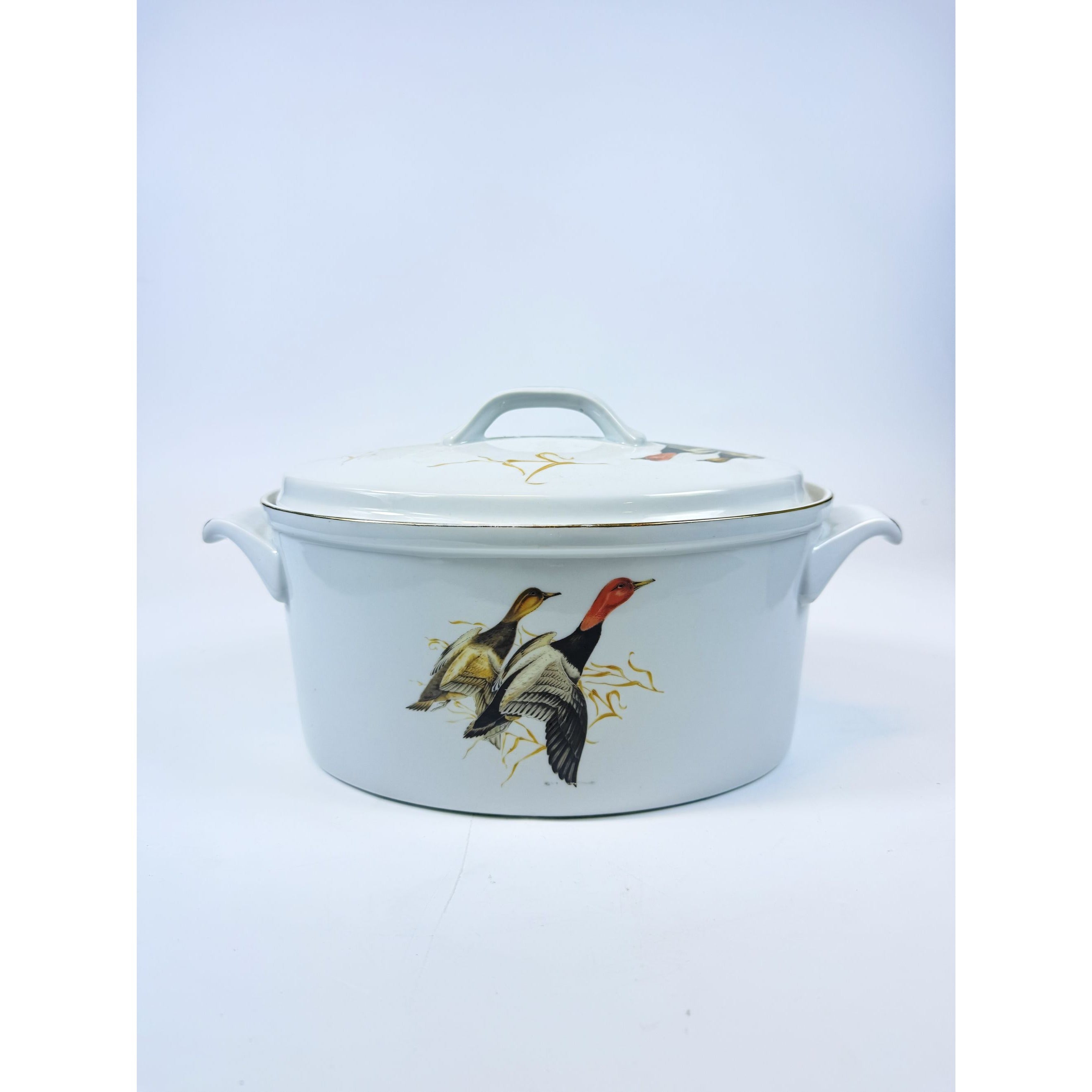 Duck Oval Casserole Dish with Lid Georges Briard Wildlife Fine China Vintage Lidded Dutch Oven Kitchen Cooking Bakeware Cabin Grandpa Core