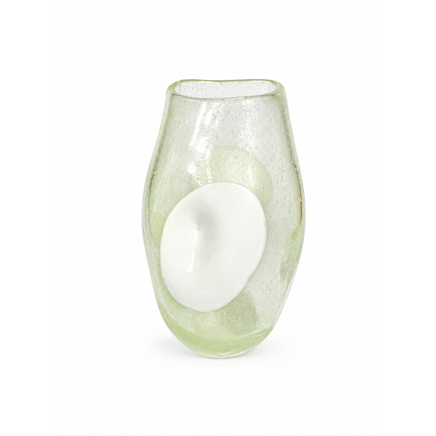 Italian Hand Blown Vase Bubble Glass Vase Pulegoso Murano style Opaque White Italy  Modern ArtThick Walled Home Decor Statement Decorative