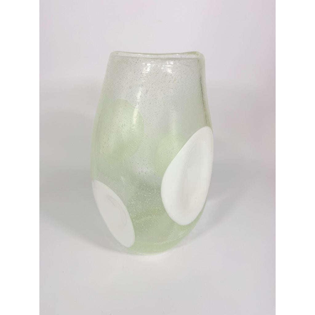 Italian Hand Blown Vase Bubble Glass Vase Pulegoso Murano style Opaque White Italy  Modern ArtThick Walled Home Decor Statement Decorative
