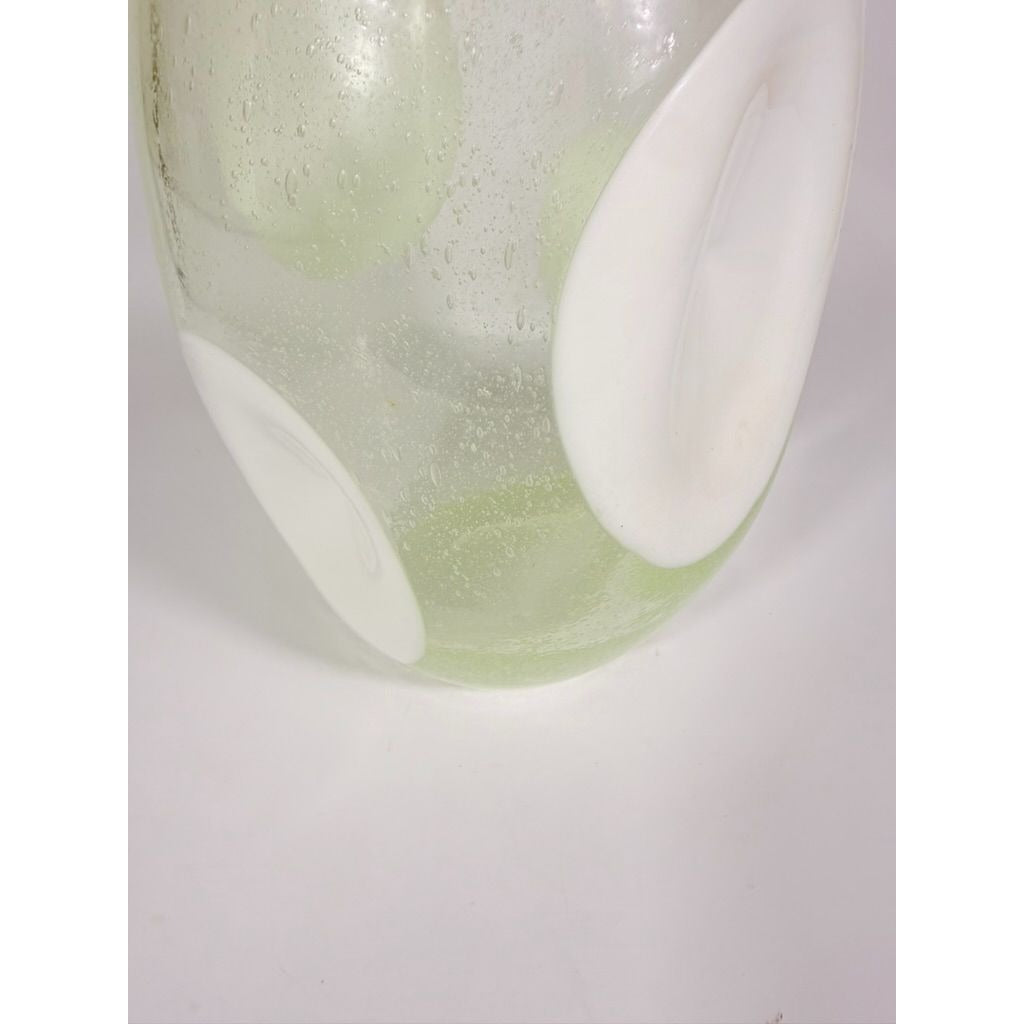 Italian Hand Blown Vase Bubble Glass Vase Pulegoso Murano style Opaque White Italy  Modern ArtThick Walled Home Decor Statement Decorative