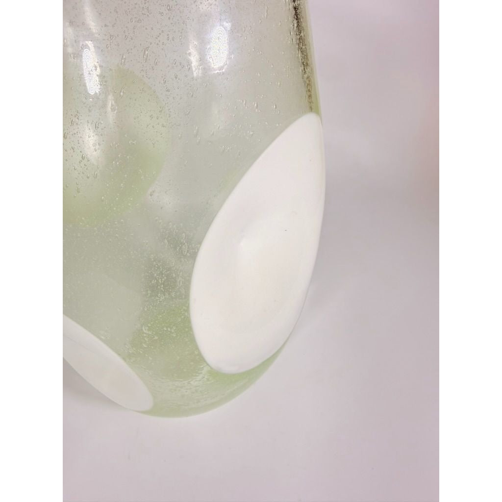 Italian Hand Blown Vase Bubble Glass Vase Pulegoso Murano style Opaque White Italy  Modern ArtThick Walled Home Decor Statement Decorative