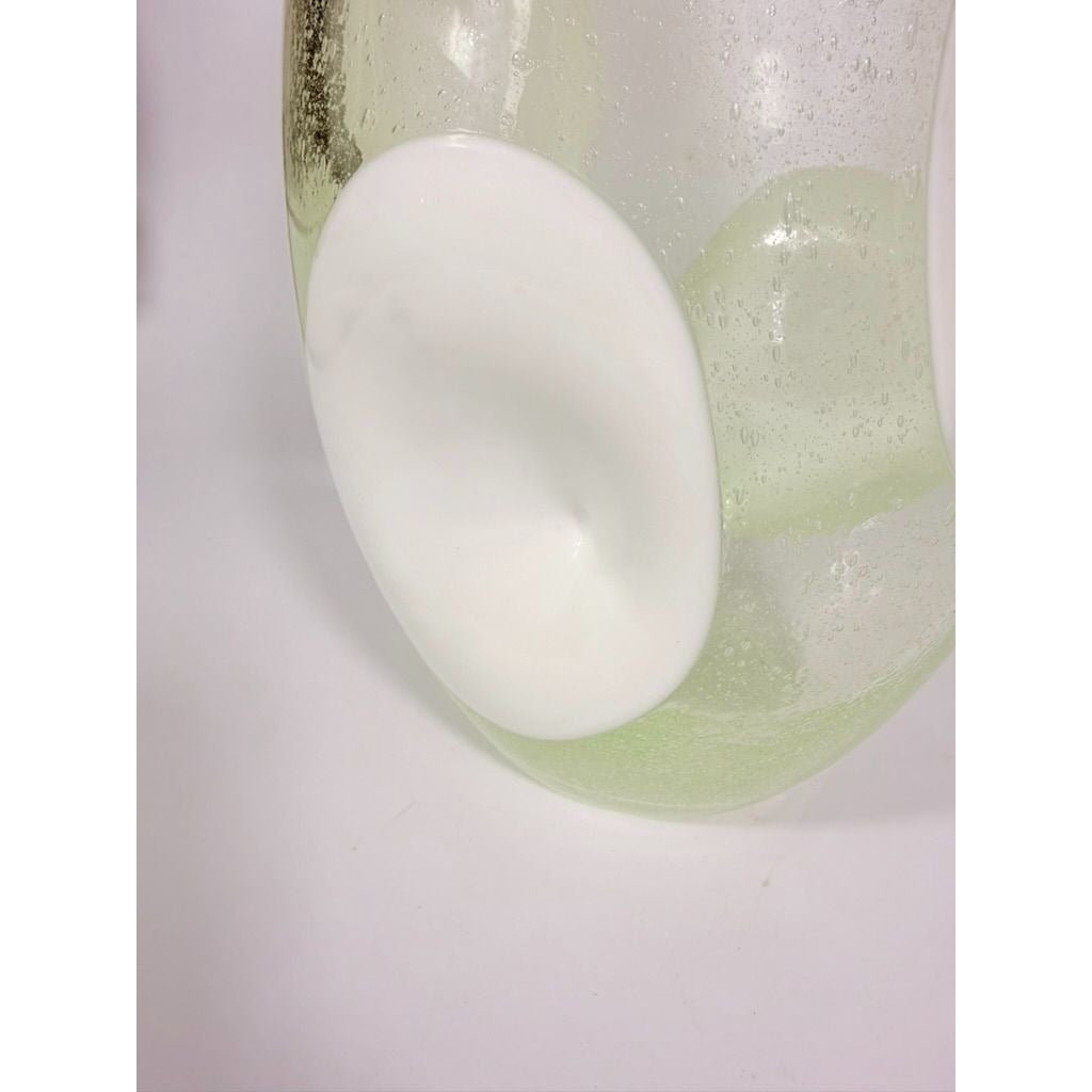 Italian Hand Blown Vase Bubble Glass Vase Pulegoso Murano style Opaque White Italy  Modern ArtThick Walled Home Decor Statement Decorative