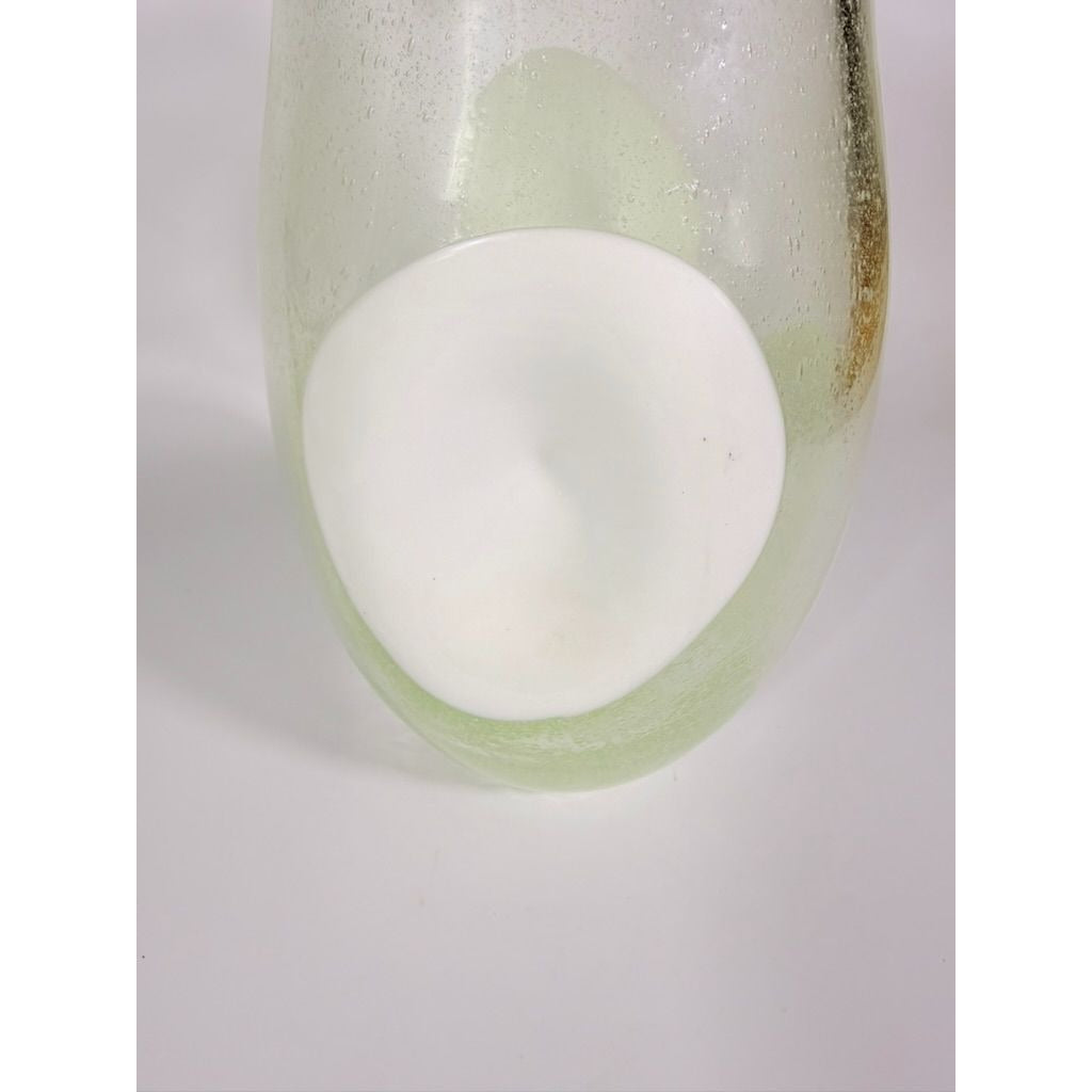 Italian Hand Blown Vase Bubble Glass Vase Pulegoso Murano style Opaque White Italy  Modern ArtThick Walled Home Decor Statement Decorative