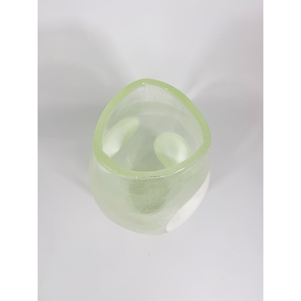 Italian Hand Blown Vase Bubble Glass Vase Pulegoso Murano style Opaque White Italy  Modern ArtThick Walled Home Decor Statement Decorative