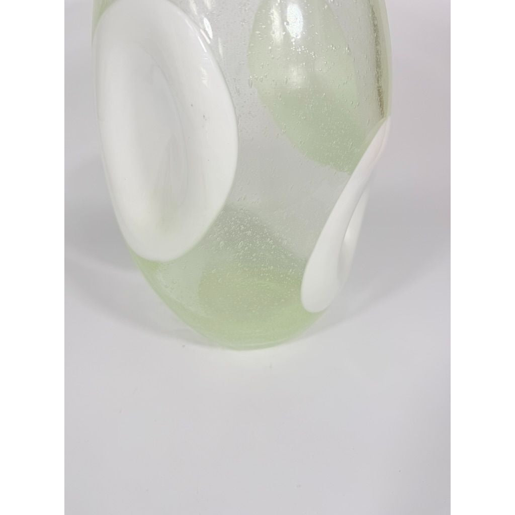 Italian Hand Blown Vase Bubble Glass Vase Pulegoso Murano style Opaque White Italy  Modern ArtThick Walled Home Decor Statement Decorative