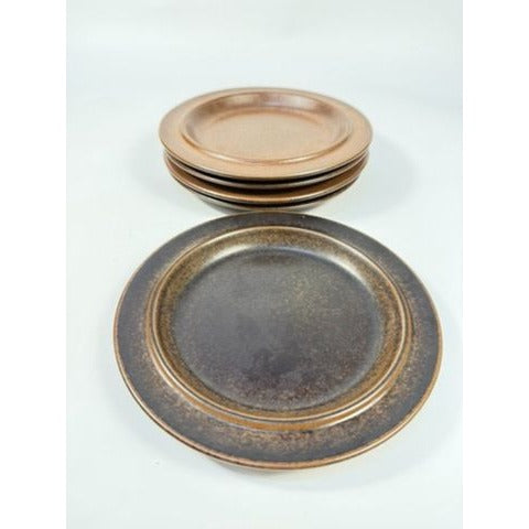 Ironstone Dinner Plates Set 5 Vintage Arabia of Finland Ruska Stoneware Replacement China Mid Century Brown