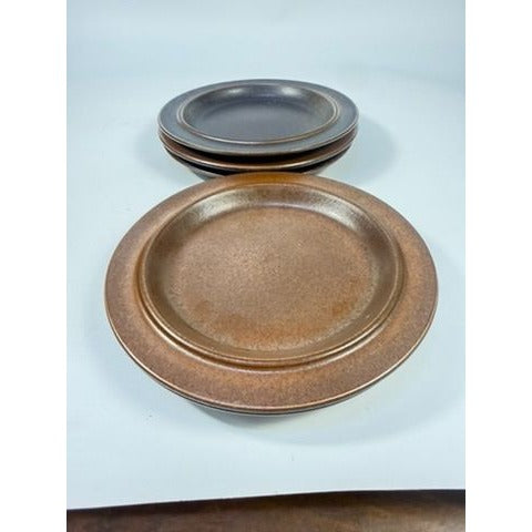 Ironstone Dinner Plates Set 5 Vintage Arabia of Finland Ruska Stoneware Replacement China Mid Century Brown