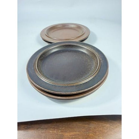 Ironstone Dinner Plates Set 5 Vintage Arabia of Finland Ruska Stoneware Replacement China Mid Century Brown
