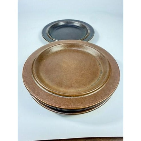 Ironstone Dinner Plates Set 5 Vintage Arabia of Finland Ruska Stoneware Replacement China Mid Century Brown