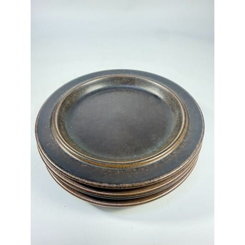 Ironstone Dinner Plates Set 5 Vintage Arabia of Finland Ruska Stoneware Replacement China Mid Century Brown