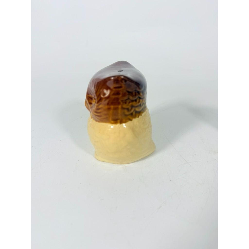 Pottery Owl Salt & Pepper Shakers  Brown Glaze Vintage Kitchenware Retro Collectible