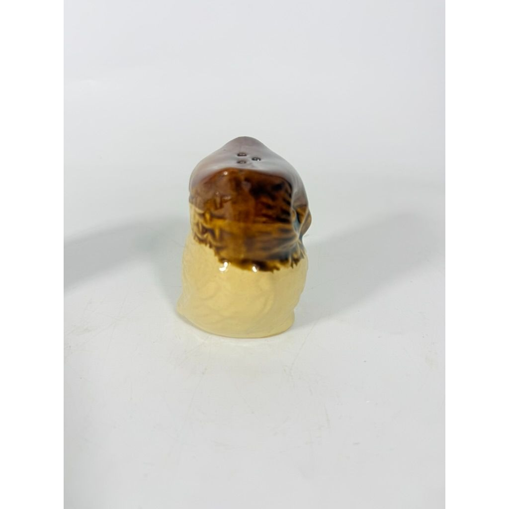 Pottery Owl Salt & Pepper Shakers  Brown Glaze Vintage Kitchenware Retro Collectible