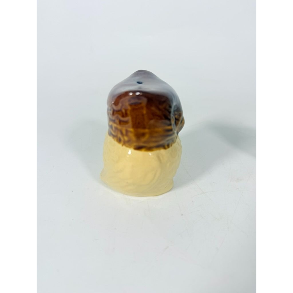 Pottery Owl Salt & Pepper Shakers  Brown Glaze Vintage Kitchenware Retro Collectible