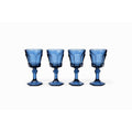 Wine Glass Goblet Set 4 Stemmed Claret Footed Vintage Fostoria Virginia Dark Blue Replacement Glassware Barware Drinkware