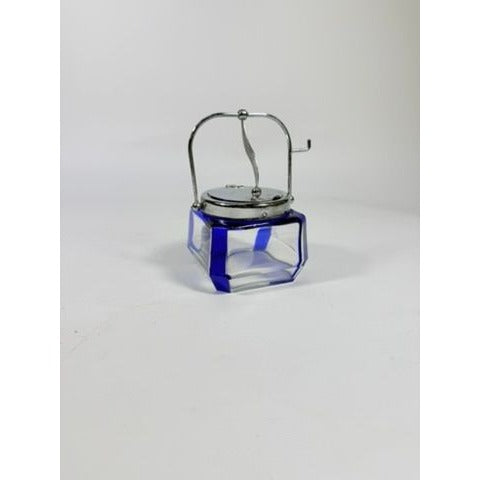 Jam Mustard Jar Sugar Bowl Vintage Cobalt Blue Tableware Flip Siiverplated Lid Condiment Set Serveware Replacement China