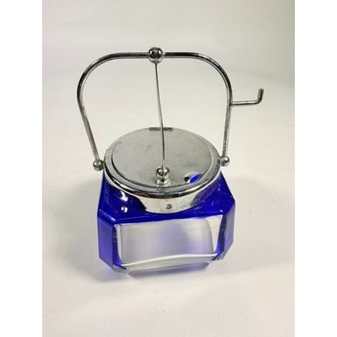 Jam Mustard Jar Sugar Bowl Vintage Cobalt Blue Tableware Flip Siiverplated Lid Condiment Set Serveware Replacement China