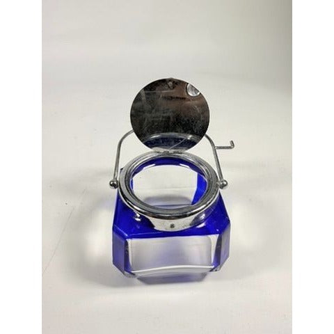 Jam Mustard Jar Sugar Bowl Vintage Cobalt Blue Tableware Flip Siiverplated Lid Condiment Set Serveware Replacement China